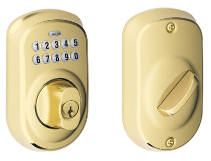 Schlage Plymouth Keyless Deadbolt - Polished Brass