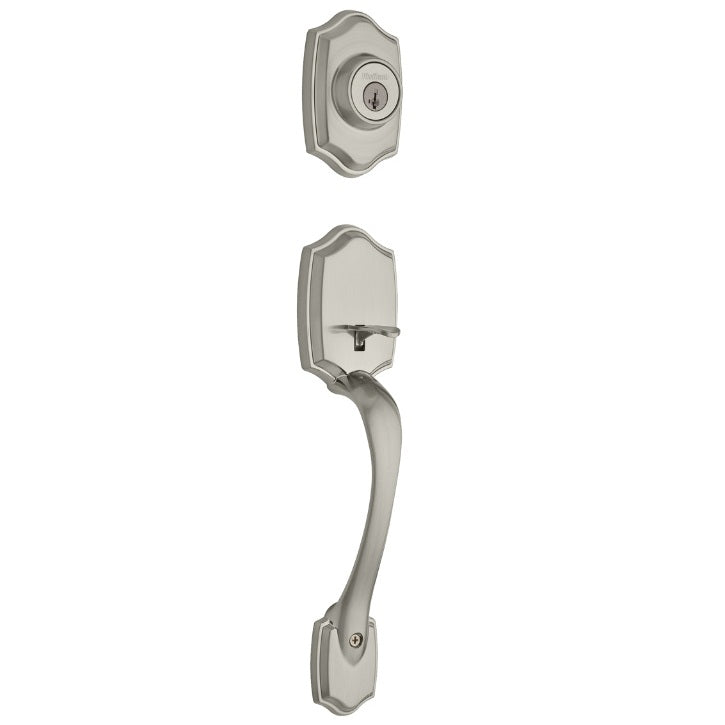 Kwikset Belleview handleset in Satin Nickel