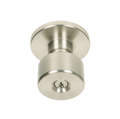 Better Home Products Mission Bell Keyed Knob in Satin Nickel