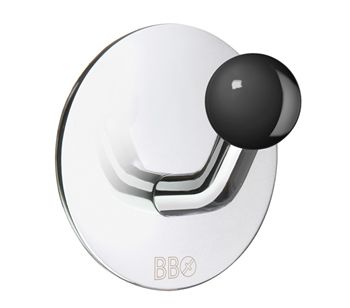 Beslagsboden Design Single Hook Knob In Polished Stainless Steel/Black