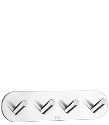 Beslagsboden Design Rounded Quadruple Hook In Polished Stainless Steel