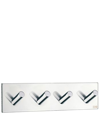 Beslagsboden Design Steel Square Quadruple Hook In Polished Stainless Steel