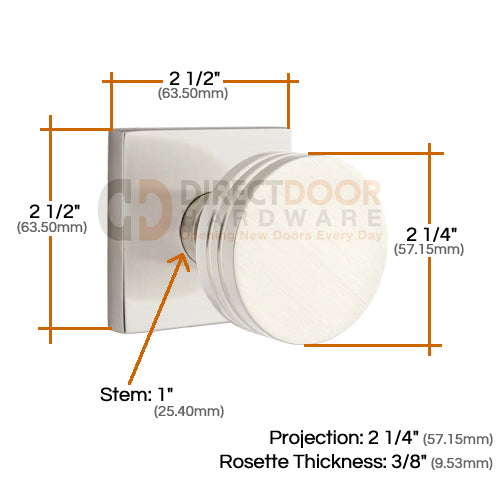 Emtek Bern Knob Specs Square Rosette