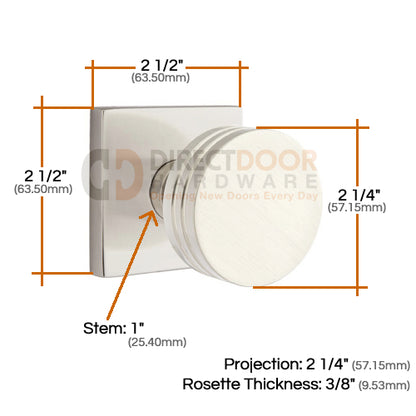 Emtek Bern Knob Specs Square Rosette