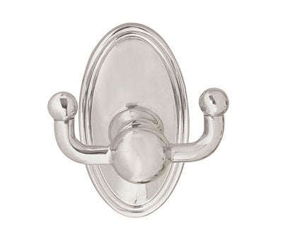 Emtek Brass Double Robe Hook - Oval Rosette - Satin Nickel