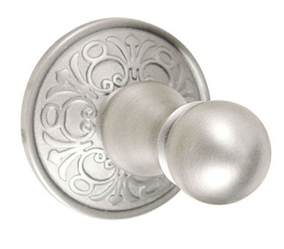 Emtek Brass Single Post Robe Hook - Lancaster Rosette - Satin Nickel