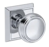 Baldwin Reserve Bremerton Knob with Chamfered Square Rosette in Polished Chrome