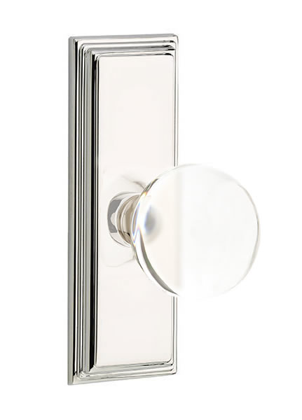 Emtek Bristol Crystal Knob with 7 Inch Wilshire Sideplate