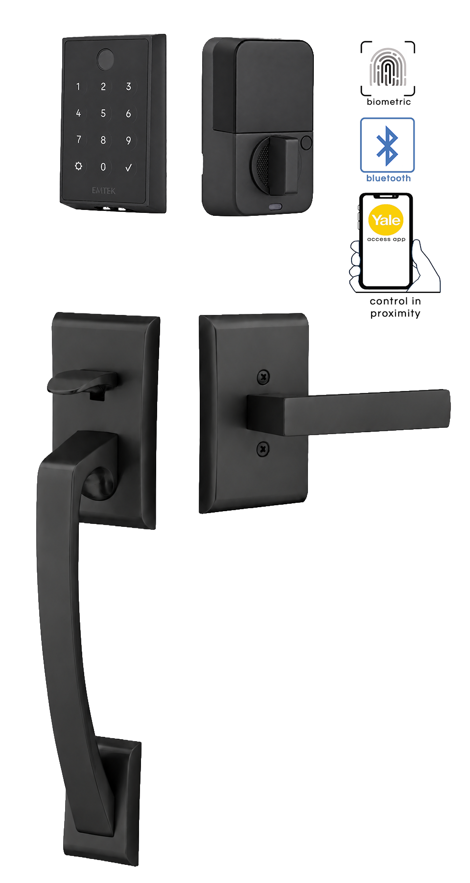 Emtek Empowered 2 Touch Screen Entry Set with Ares Grip