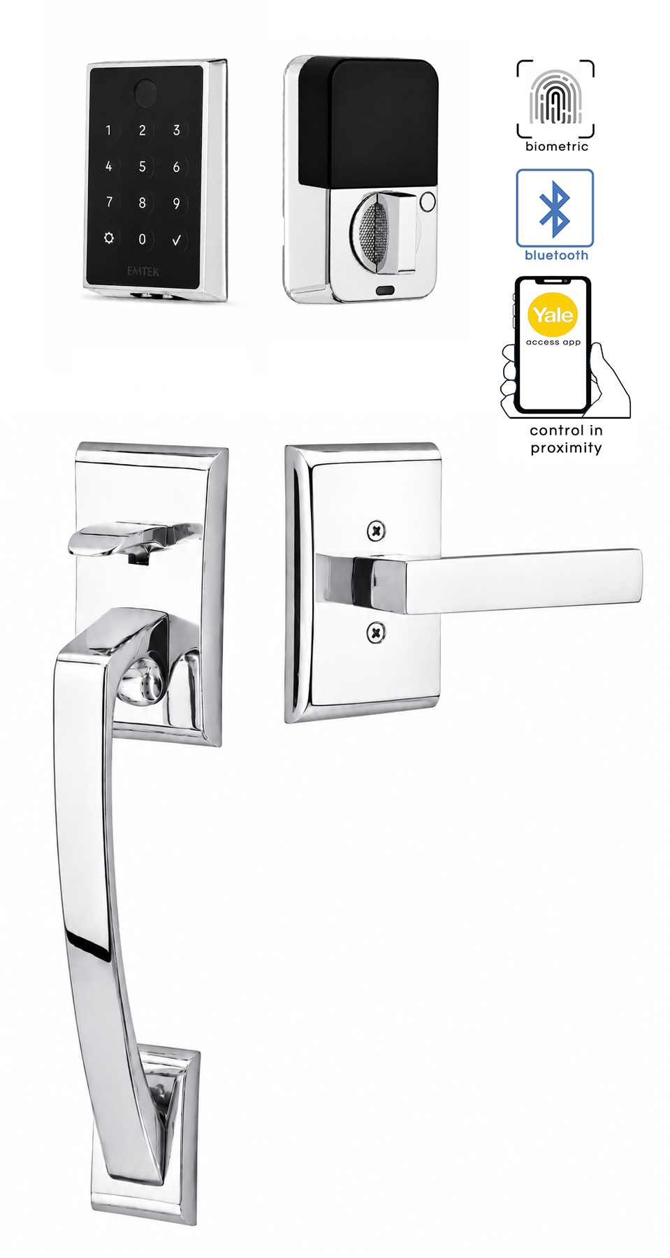 Emtek Empowered 2 Touch Screen Entry Set with Ares Grip
