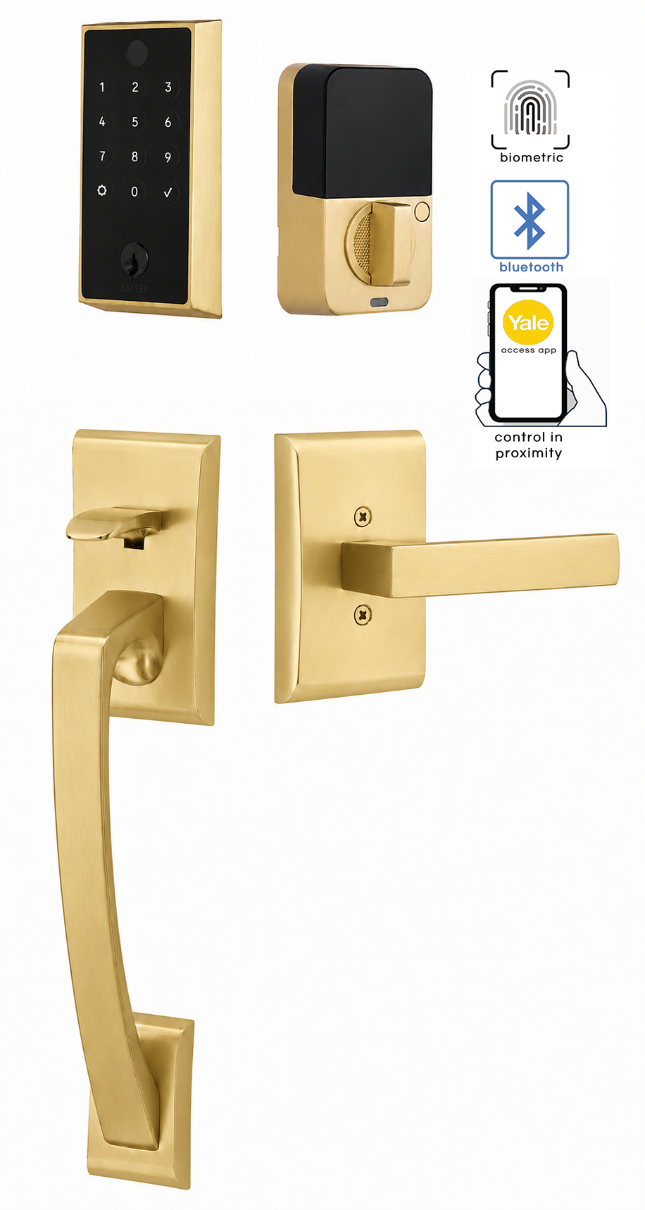 Emtek Empowered 2 Touch Screen Entry Set with Ares Grip