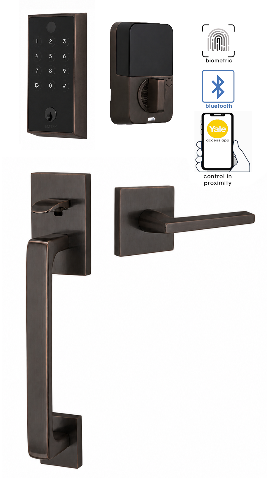 Emtek Empowered 2 Touch Screen Entry Set with Baden Grip