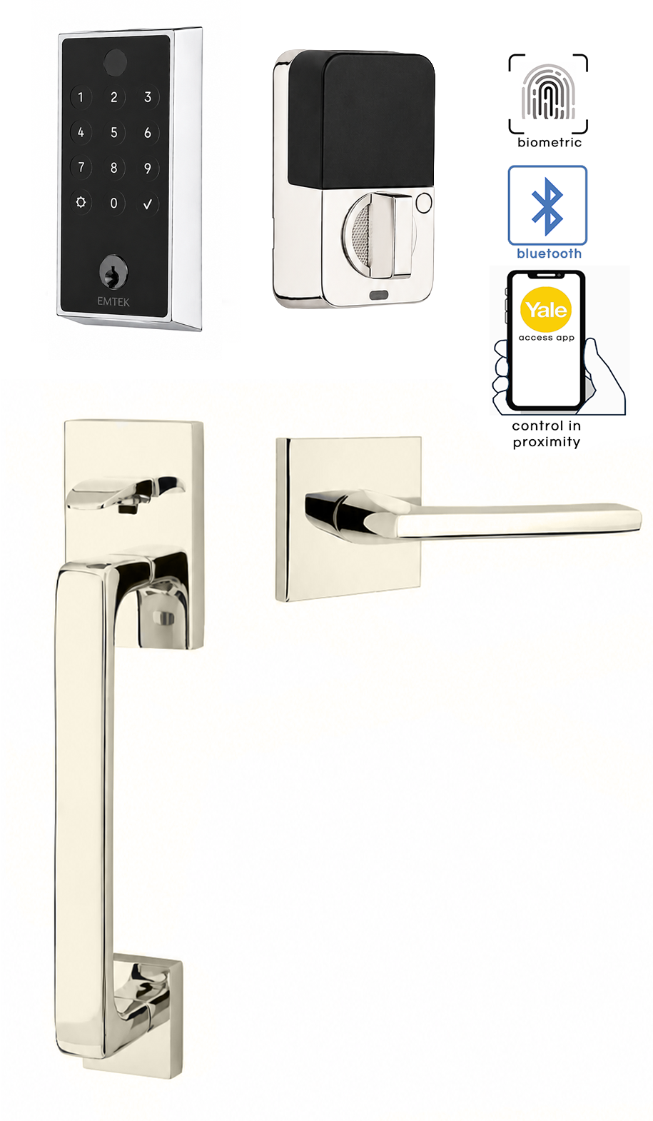 Emtek Empowered 2 Touch Screen Entry Set with Baden Grip
