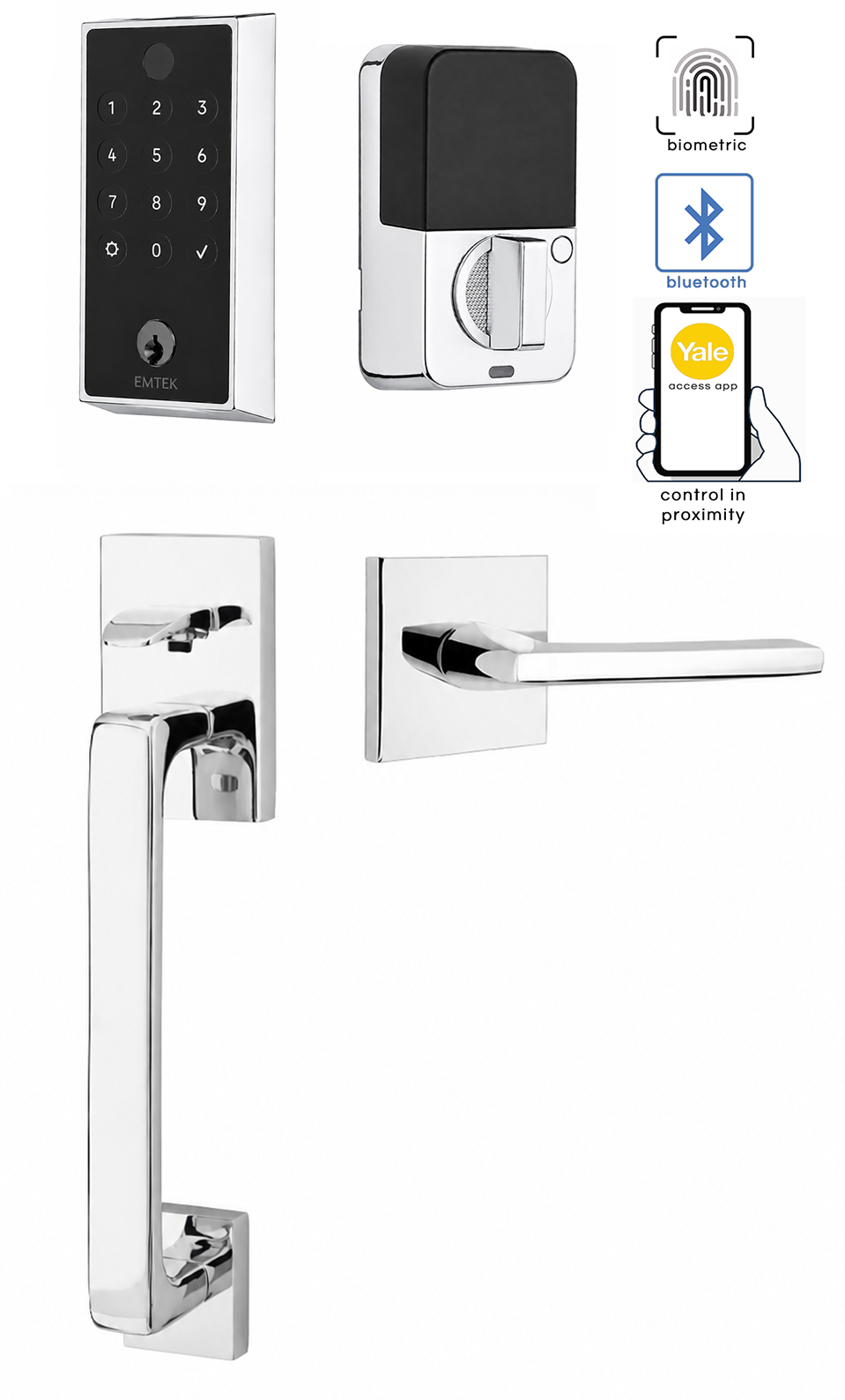 Emtek Empowered 2 Touch Screen Entry Set with Baden Grip