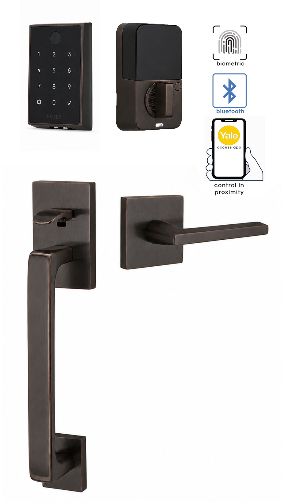 Emtek Empowered 2 Touch Screen Entry Set with Baden Grip