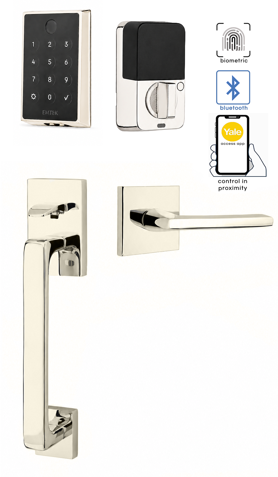 Emtek Empowered 2 Touch Screen Entry Set with Baden Grip
