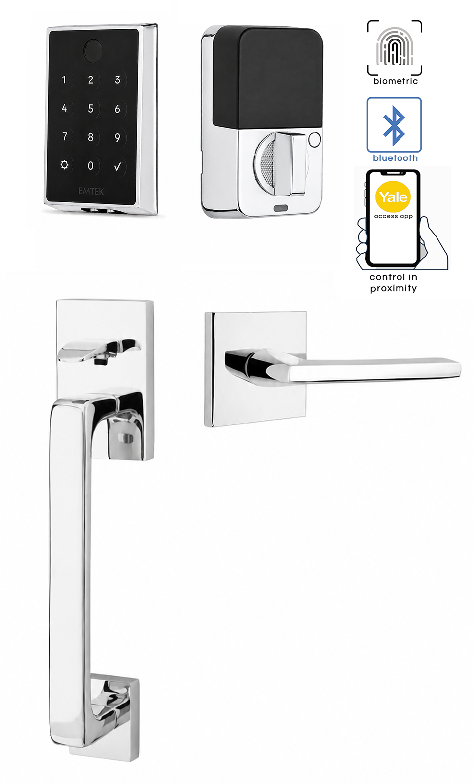 Emtek Empowered 2 Touch Screen Entry Set with Baden Grip