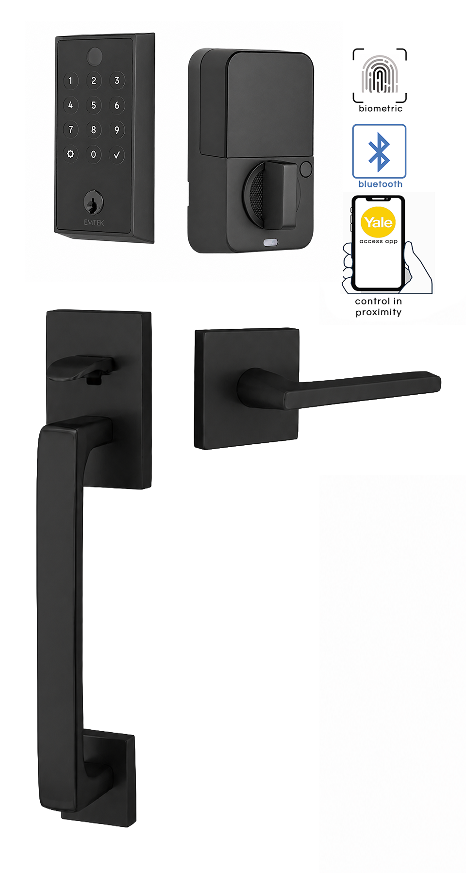 Emtek Empowered 2 Touch Screen Entry Set with Baden Grip