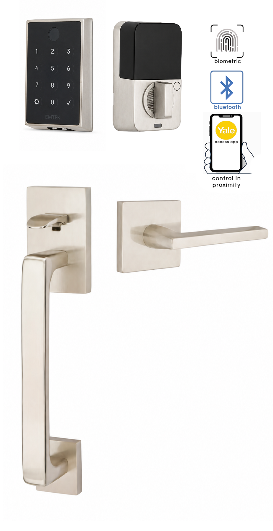 Emtek Empowered 2 Touch Screen Entry Set with Baden Grip