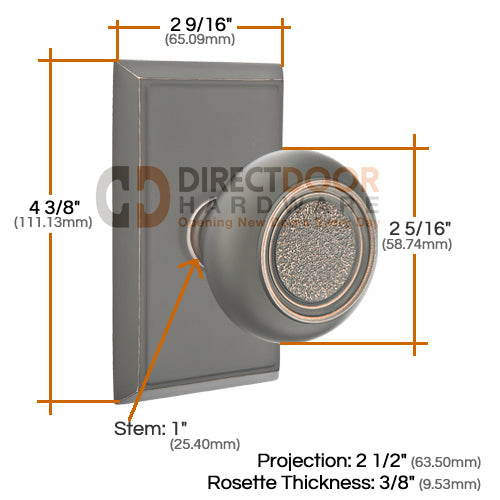 Emtek Belmont Knob Specs Rectangular Rosette