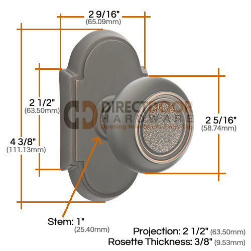 Emtek Belmont Knob Specs #8 Rosette