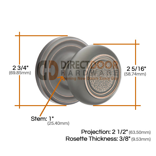 Emtek Belmont Knob Specs Regular Rosette