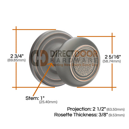 Emtek Belmont Knob Specs Regular Rosette