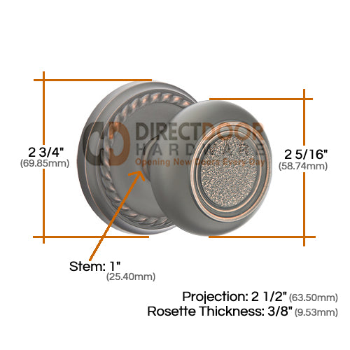 Emtek Belmont Knob Specs Rope Rosette