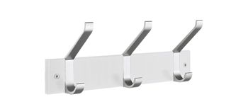 Beslagsboden Profile Collection Triple Hook Coat And Hat Rack In Satin Aluminium/White