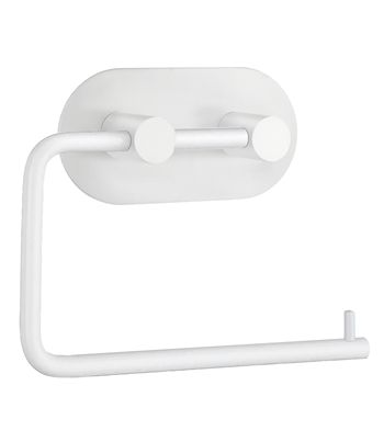 Beslagsboden Design Steel Round Base Toilet Roll Holder In White Stainless Steel