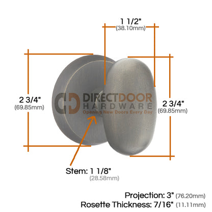Emtek Sandcast Bronze Egg Door Knob with Style 2 Rosette