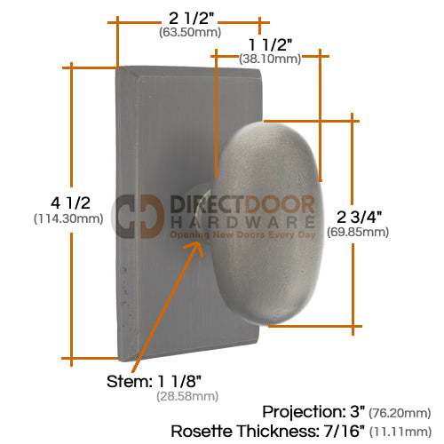 Emtek Sandcast Bronze Egg Door Knob with Style 3 Rosette
