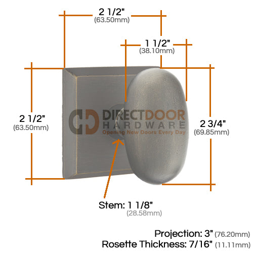 Emtek Sandcast Bronze Egg Door Knob with Style 6 Rosette