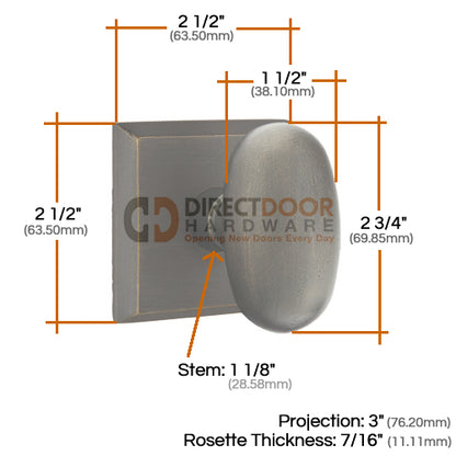 Emtek Sandcast Bronze Egg Door Knob with Style 6 Rosette