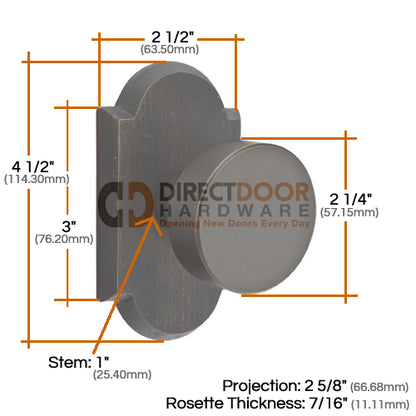 Emtek Sandcast Round Door Knob with Style 1 Rosette