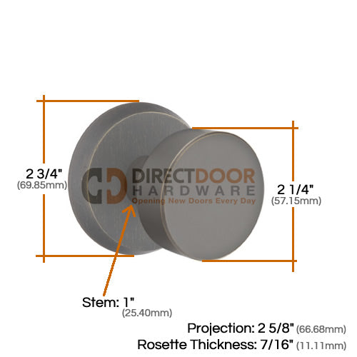 Emtek Sandcast Round Door Knob with Style 2 Rosette