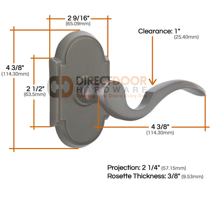 Emtek Cortina Lever with Style 8 Rosette Measurements