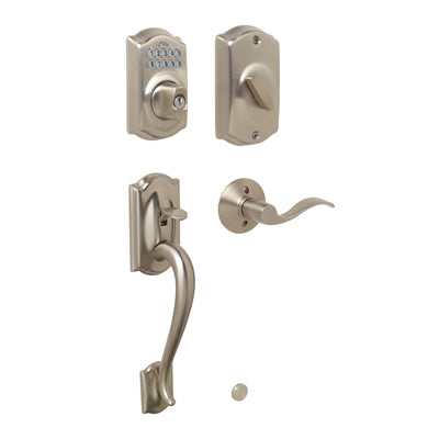 Schlage Camelot Keyless Handleset - Satin Nickel Shown