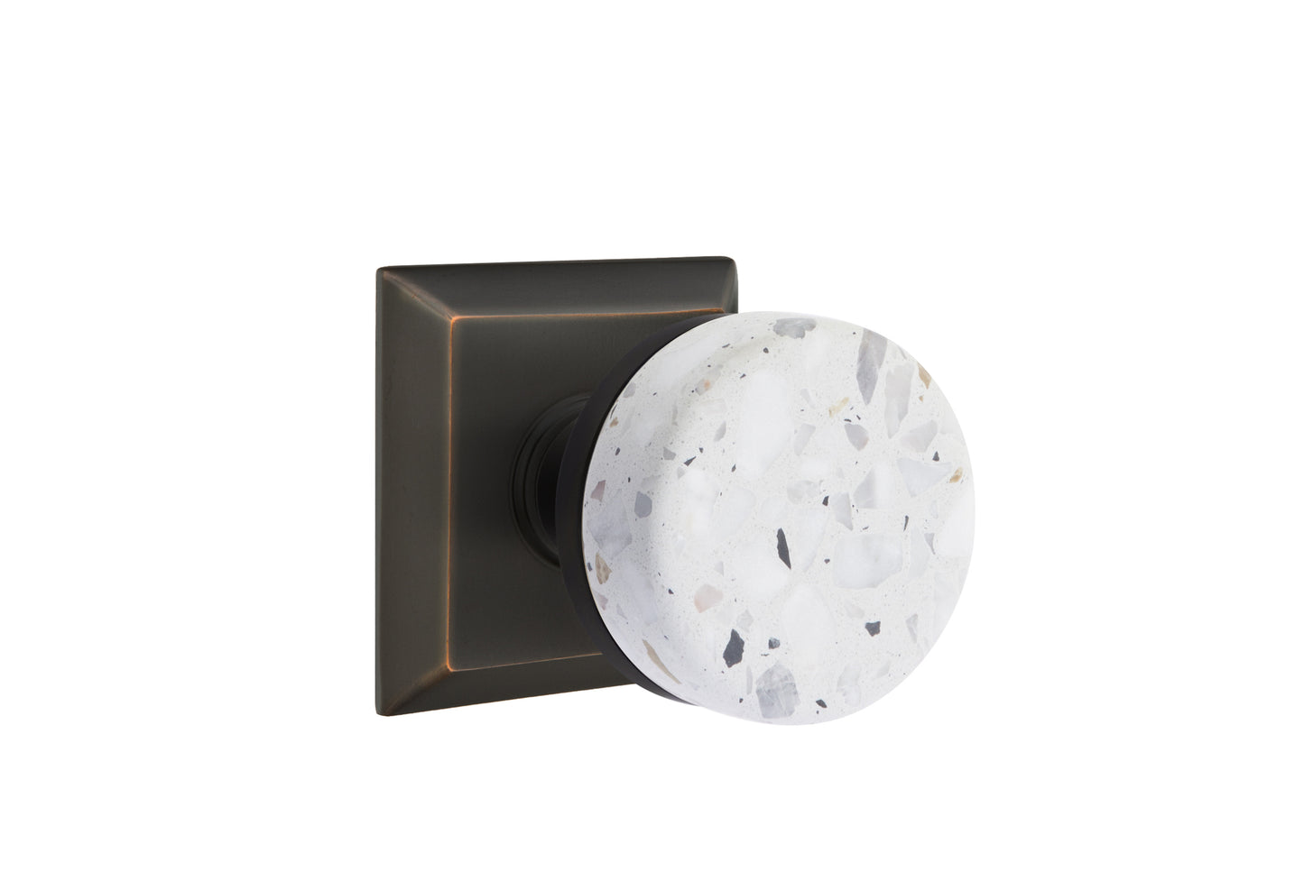 Emtek Light Terrazzo Interior Mortise Knob with Quincy Rosette