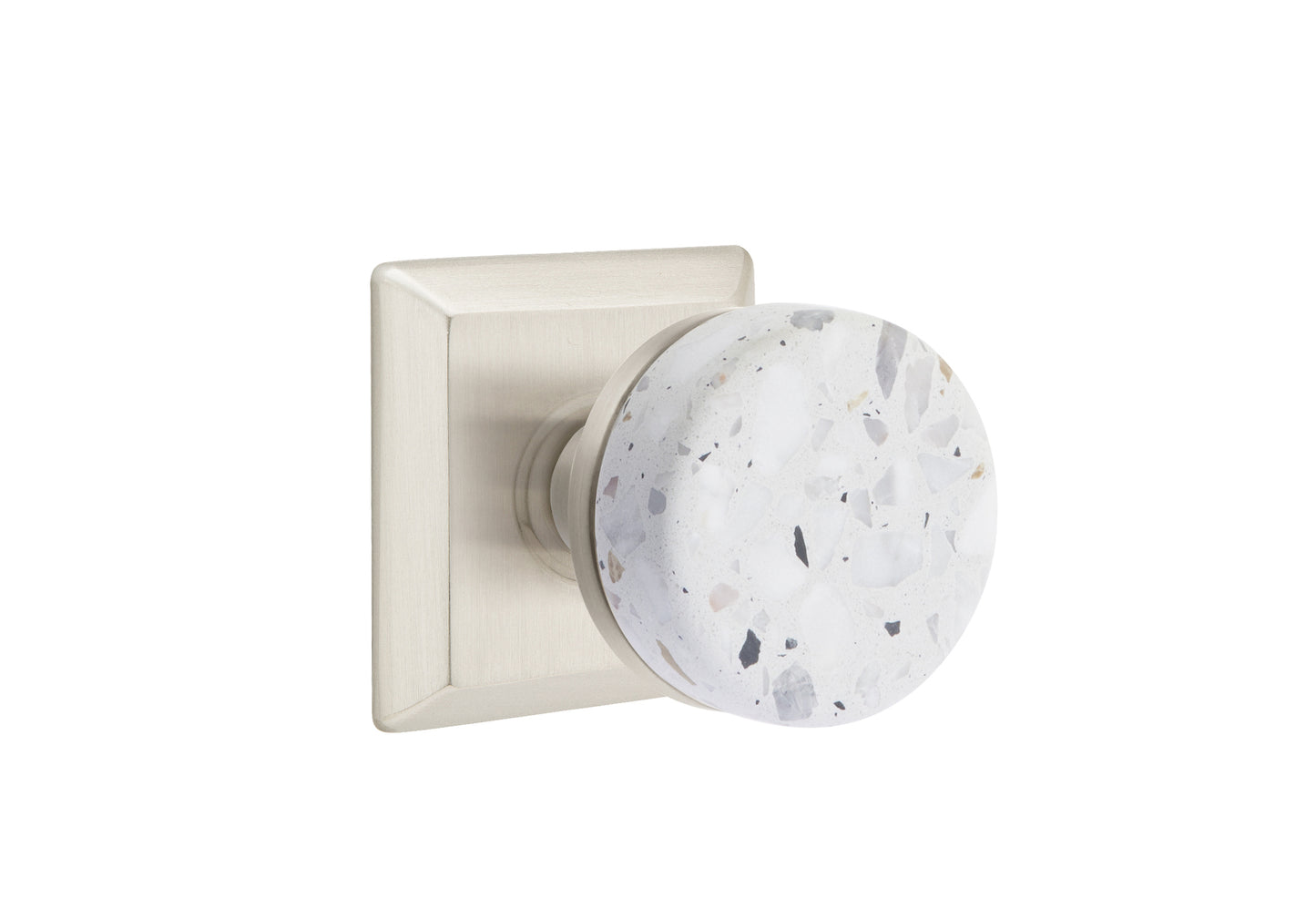 Emtek Light Terrazzo Interior Mortise Knob with Quincy Rosette
