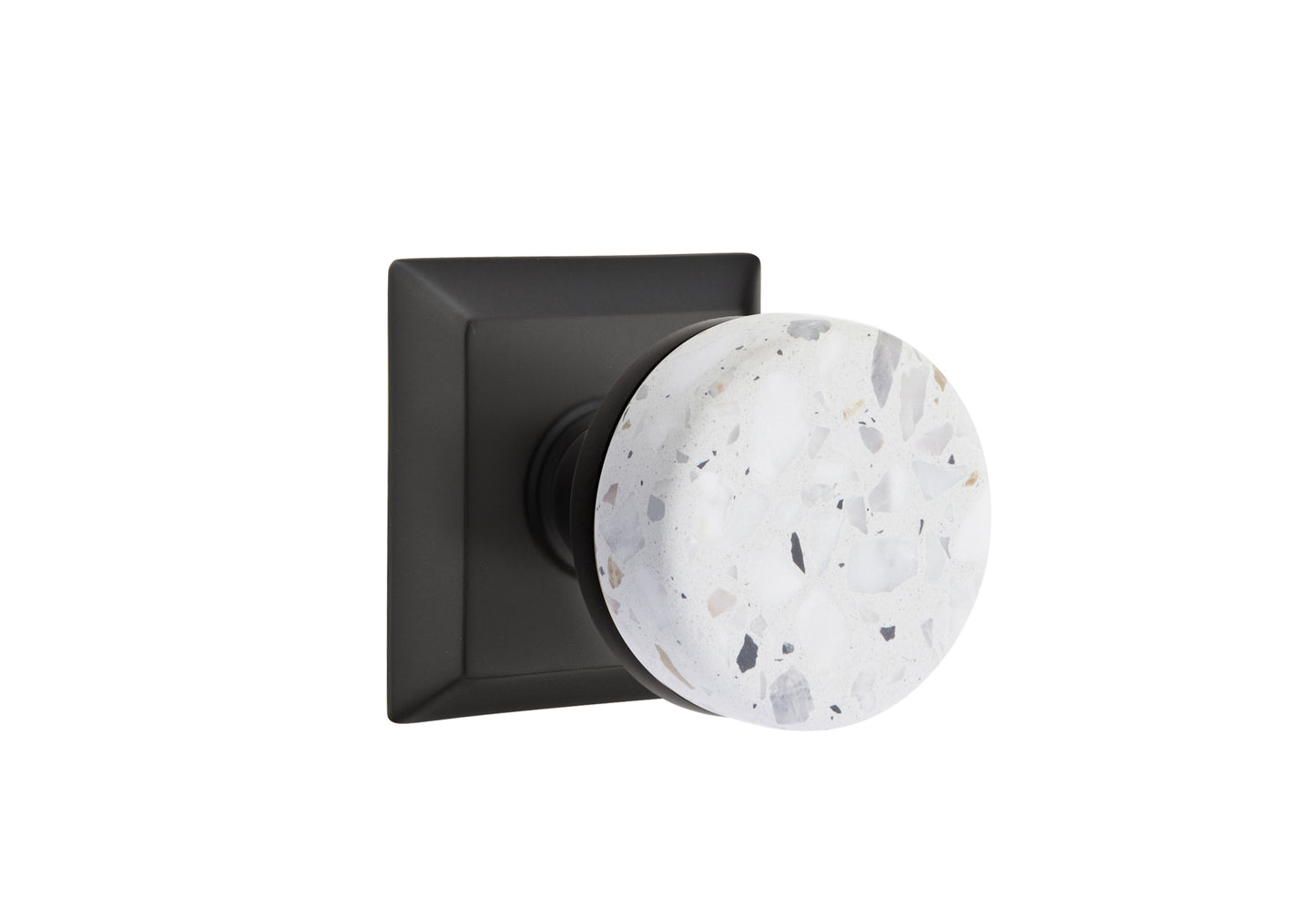 Emtek Light Terrazzo Interior Mortise Knob with Quincy Rosette
