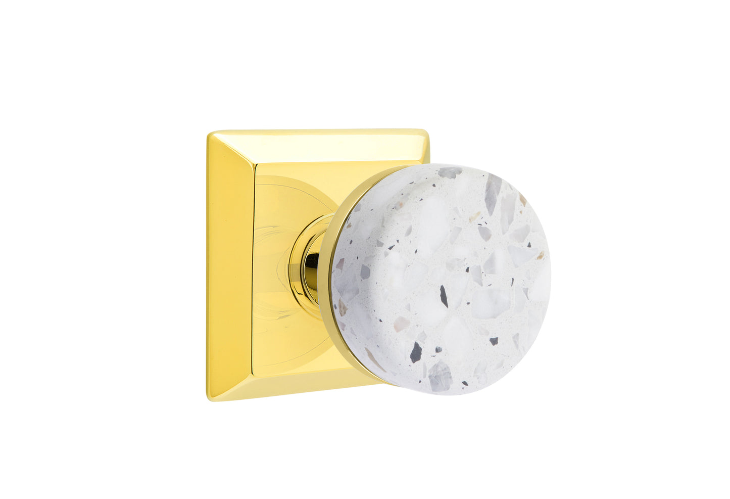 Emtek Light Terrazzo Interior Mortise Knob with Quincy Rosette