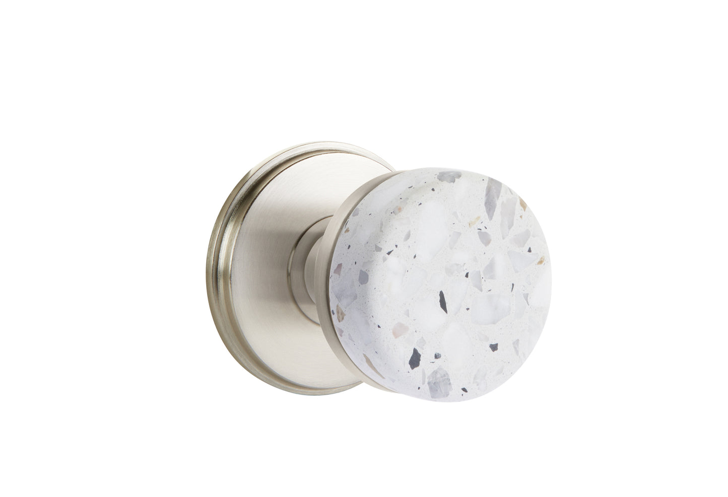 Emtek Light Terrazzo Interior Mortise Knob with Watford Rosette
