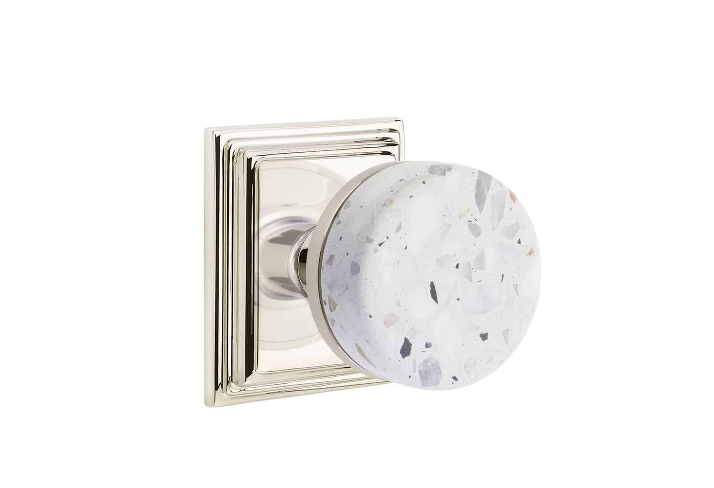 Emtek Light Terrazzo Interior Mortise Knob with Wilshire Rosette
