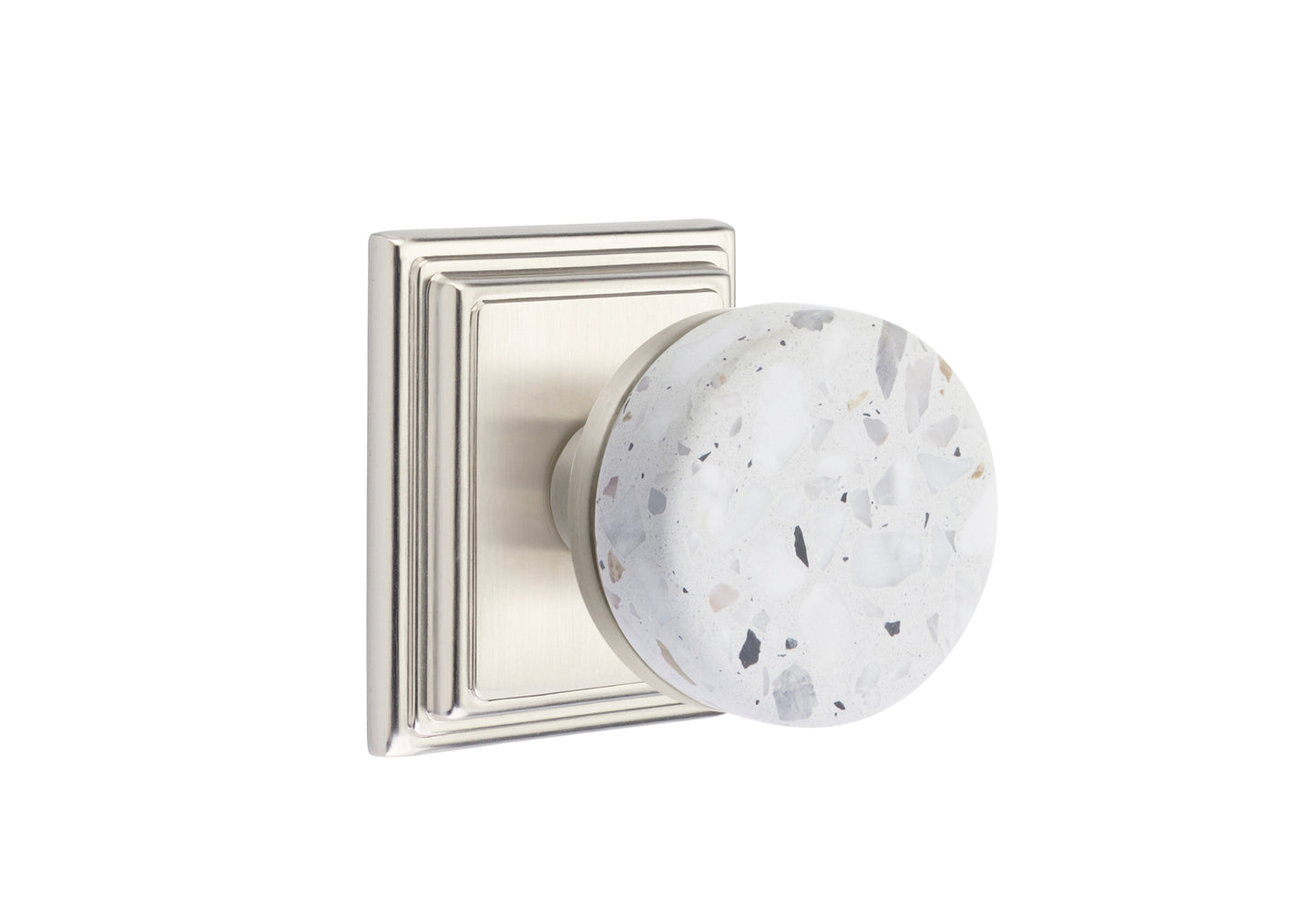 Emtek Light Terrazzo Interior Mortise Knob with Wilshire Rosette