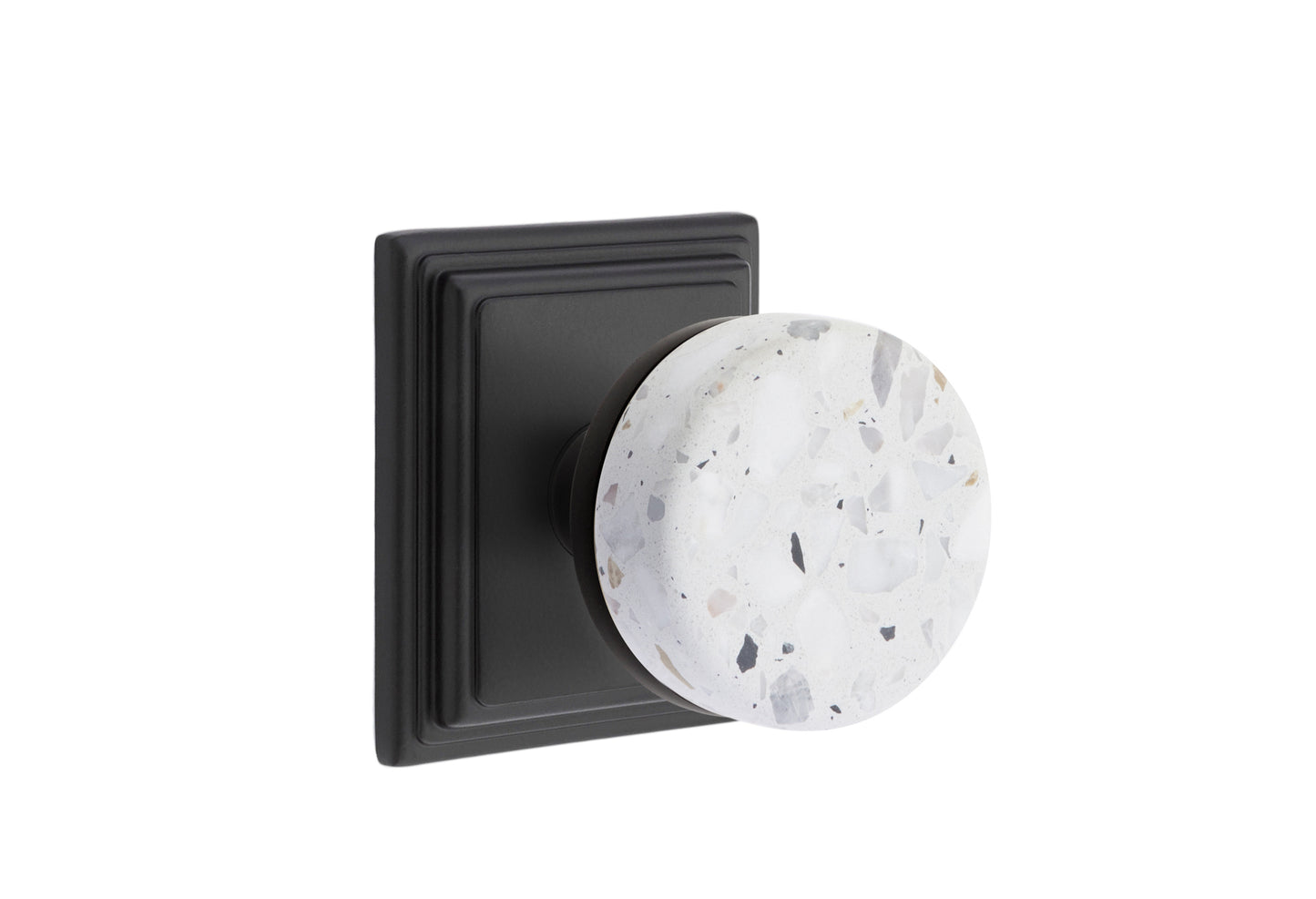 Emtek Light Terrazzo Interior Mortise Knob with Wilshire Rosette