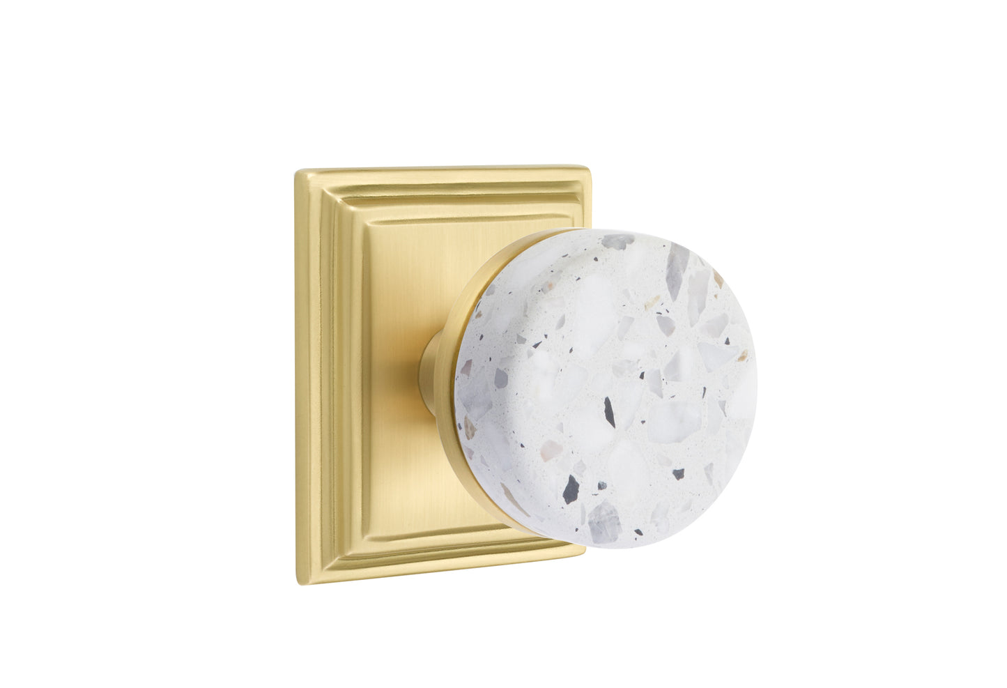 Emtek Light Terrazzo Interior Mortise Knob with Wilshire Rosette