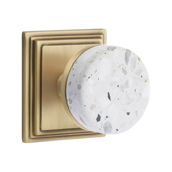 Emtek Light Terrazzo Interior Mortise Knob with Wilshire Rosette