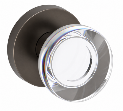 Baldwin Reserve Series Contemporary Crystal Knob with Contemporary Round Rosette