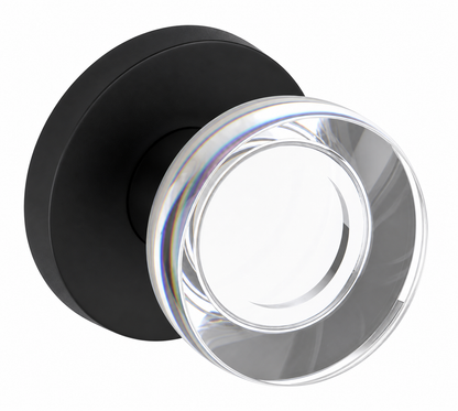 Baldwin Reserve Series Contemporary Crystal Knob with Round Rosette - Matte Black
